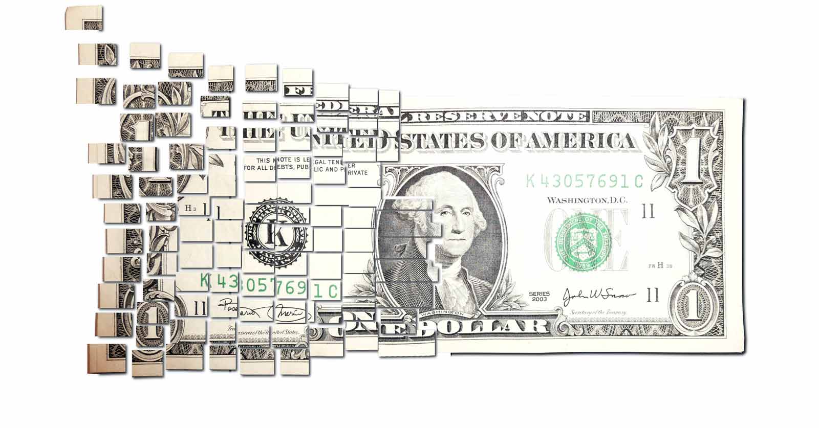 graphic of a fractured dollar