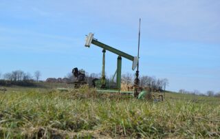 An old oil pumpjack on an Ohio field