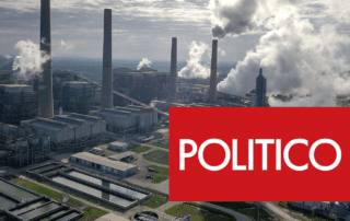 Petra Nova CCS plant with Politico logo in the foreground.